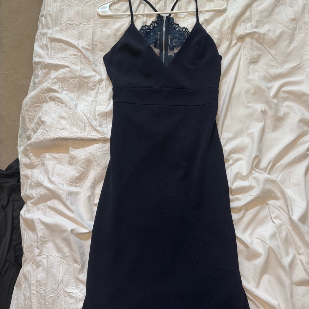 Elegant Navy Blue Lace Dress
